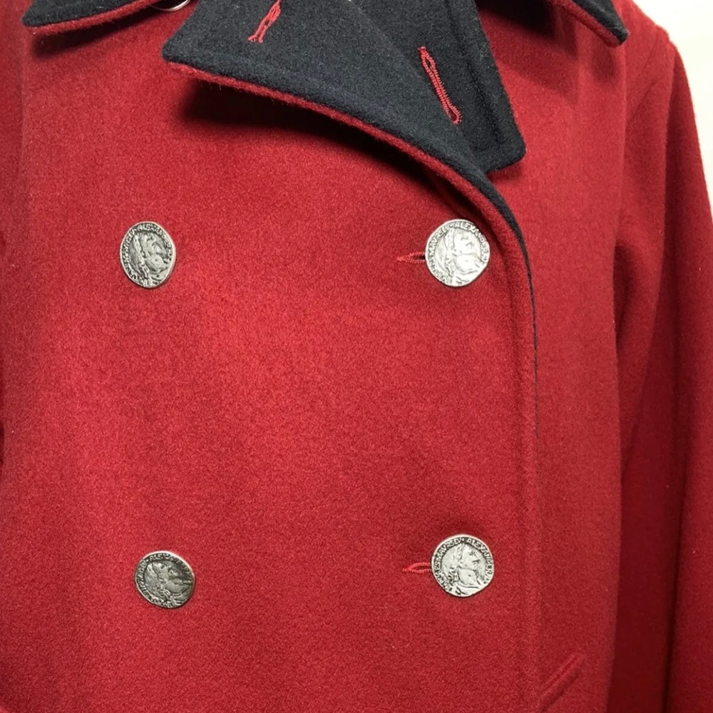 Steve By Searle Wool Coat Jacket Wool Red Winter Vintage US8 UK Size 12 - Picture 3 of 8